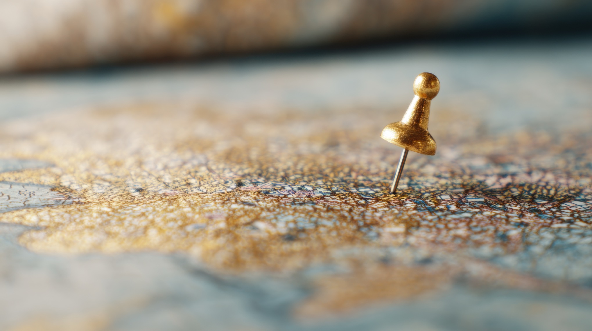 Map with pin marking a location in a city or region